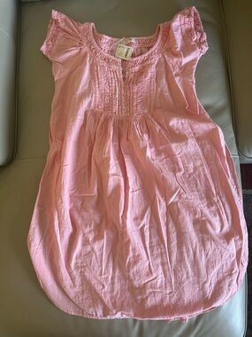 We The Free by Free People Pink Long Pintucked Ruffle Front Tunic Top NWT Sz L